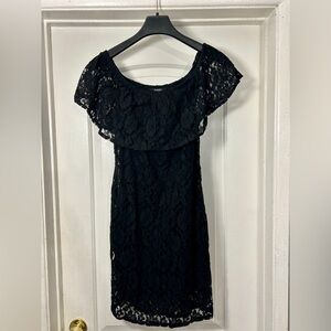 Black Sheath Mini Dress with Flutter Cap Sleeves